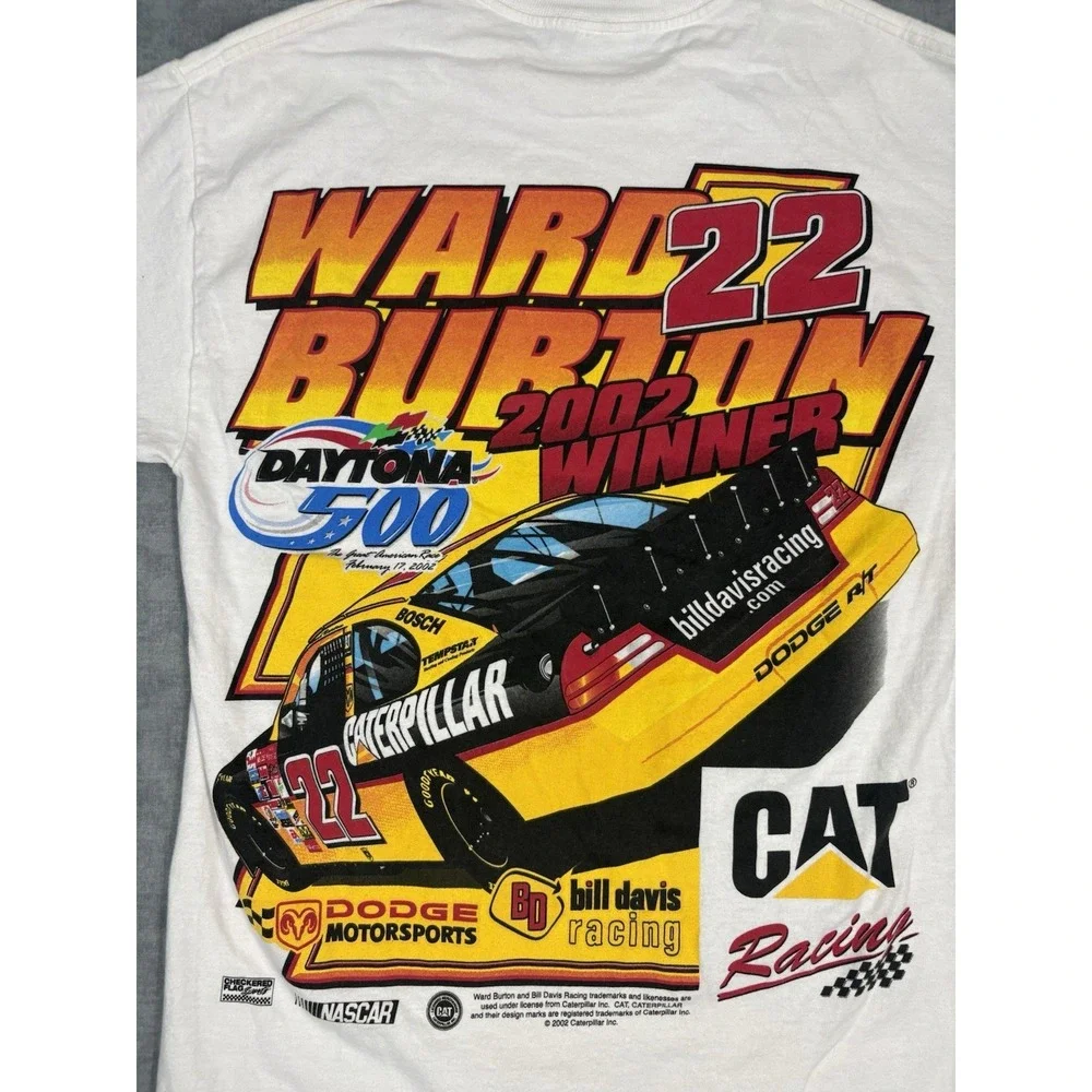 Vintage 2002 Ward Burton Daytona 500 Winner NASCAR CAT #22 Shirt M Double Side
